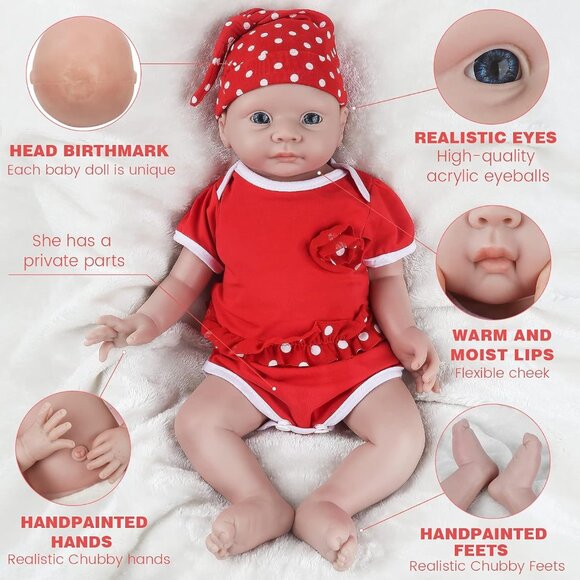🆕19Inch Full Platinum Silicone Reborn Baby Dolls Open Eyes Girl with Doll Cloth - Picture 5 of 6